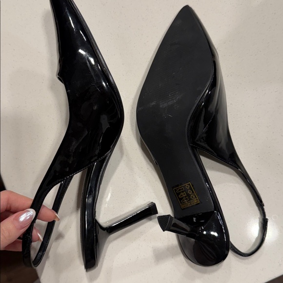 Meshki Black Patent Pointed Toe Slingback Flats - Picture 3 of 3